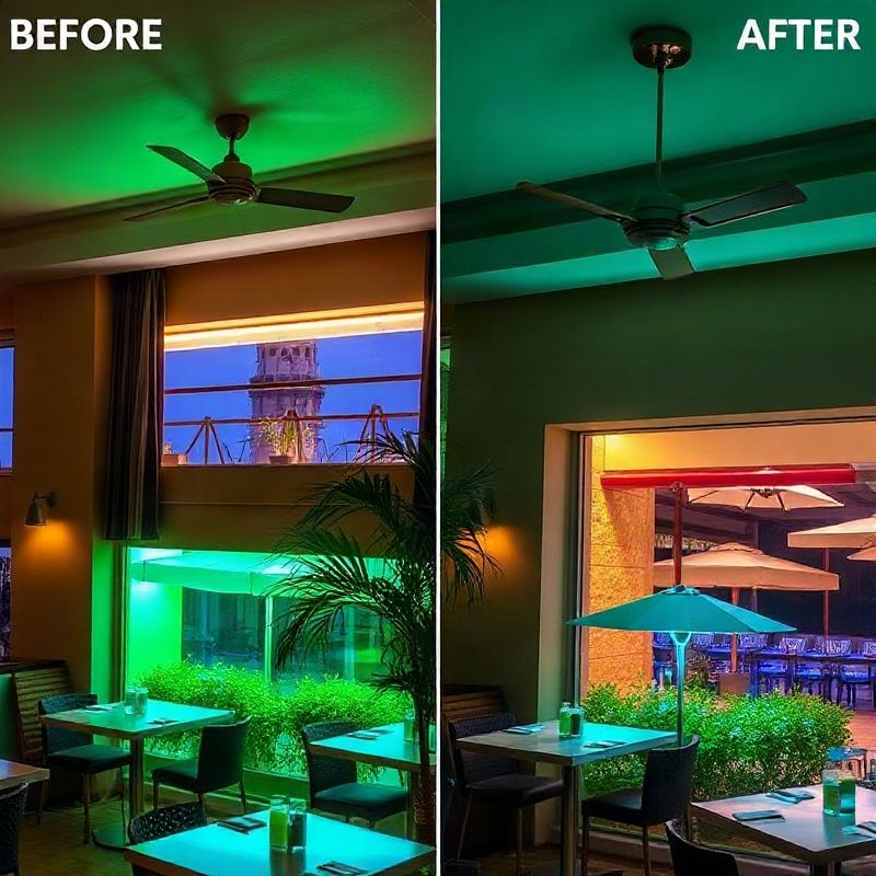 Comparación antes y después de una instalación LED en restaurante
